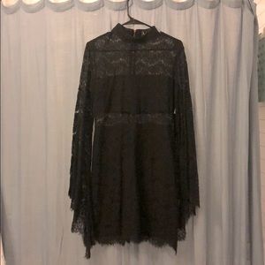 Black lace mini dress